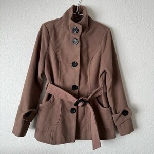 Elegant Indigo Saints Women’s Pea Coat with Belt – Size M